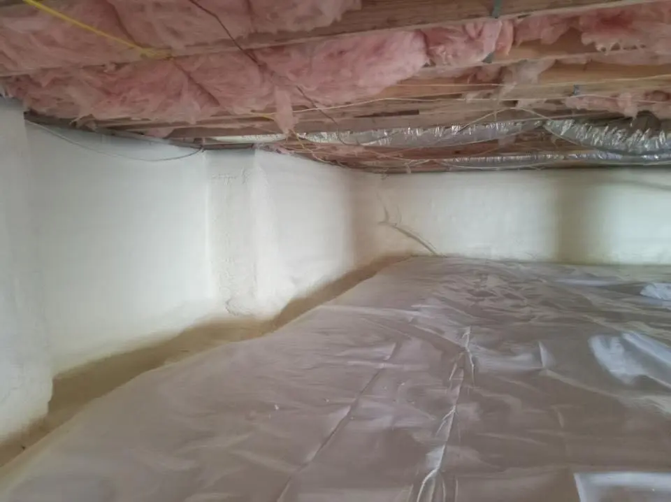 Crawl space encapsulation with closed-cell spray foam for Commercial Roof Restoration in Grovetown